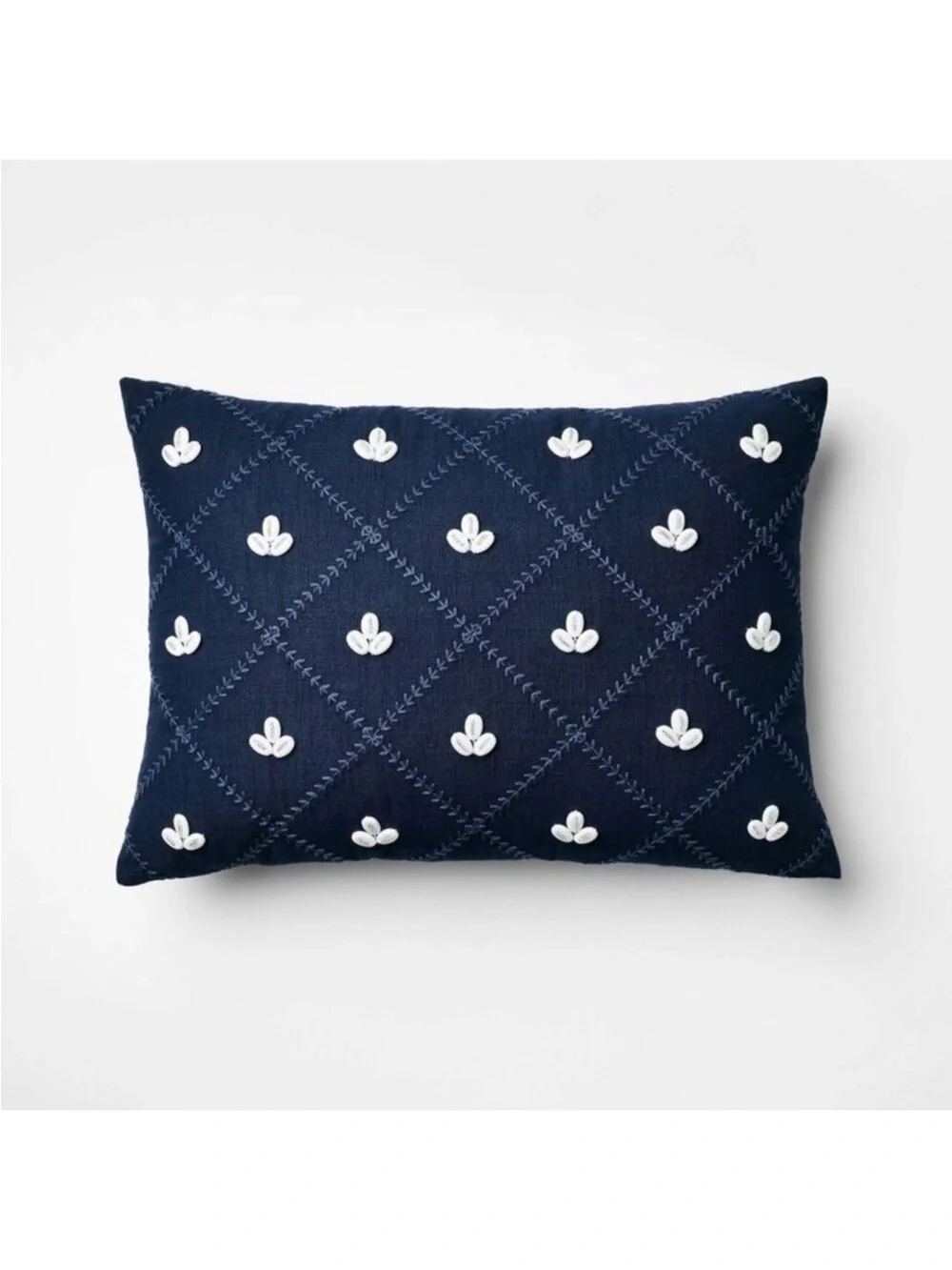 NEW! Embellished Shell Navy Lumbar Pillow - Threshold w/Studio McGee, 20”x14”